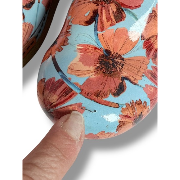 Dansko Floral Leather Clogs Women's Size 8 39 Blue Orange Flowers Shoes - Picture 6 of 14